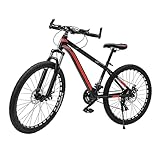 C-Juzarl Mountainbike Fahrrad Damen und Herren 26 Zoll Mountain Bike 21 Gang Schaltung MTB für Erwachsene und Jugendliche Scheibenbremse(Schwarz+Rot)