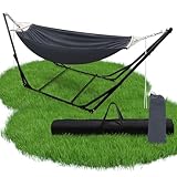 Peviasot Hängematte mit Gestell klappbarem, Hängemattengestell, Metallgestell für Hängematte, Outdoor Hängematte, Hängesessel mit Tragetasche aus Metallgestell bis 150 kg