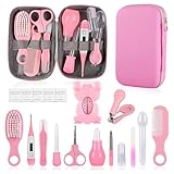 Baby-Pflegeset, Sicherheitspflege-Set für Kleinkinder mit Haarbürste, Kamm, Nagelknipser, Nasensauger, Baby-Essentials-Set für Neugeborene, Mädchen, Jungen (rosa Baby-Pflegeset)