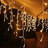 Lichterkette Eisregen Außen, 10m 400er LED Lichtervorhang LED mit Timer, IP44 wasserdicht 8 Modi für Innen Außen Weihnachten, Schlafzimmer, Party, Hochzeit, Balkon, Garten Deko