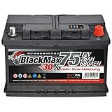 Autobatterie 12V 75Ah 680A BlackMax PKW Batterie ersetzt 65Ah 70Ah 72Ah 74Ah