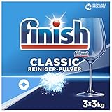 Finish Classic Reiniger-Pulver, phosphatfrei – Geschirrreiniger Pulver für ein glänzendes Spülergebnis – Großpackung mit 3 x 3 kg Geschirrspülmittel