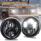 MOVOTOR 7 Zoll LED Scheinwerfer mit Weiß 7200ML Fernlicht Abblendlicht Fahrscheinwerfer Tagfahrlichter Bernsteinfarbenes Blinklicht kompatibel Defender Jeep Wrangler Hummer