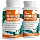 Bio Spirulina & Chlorella Presslinge 1080x - optimal hochdosiert - 3000 mg Spirulina & 3000 mg Chlorella aus kontrolliertem Bio-Anbau - ohne Zusatzstoffe - laborgeprüft mit Zertifikat - 100% vegan