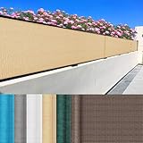 Balkon Wetterfest 105x480cm - UV-Schutz Windblocker Outdoor Zaunabdeckung mit Ösen Kabelbinder & Kordel für Geländer - Sandgelb
