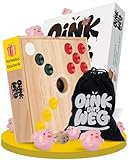 Spielario® OINK und Weg | Schweinchen Spiel Holz | Das lustige Familienspiel für zwischendurch | Big Hole Schweinchenspiel | Mehr Spannung durch taktisches Würfeln | Schweine Spiel als Geschenk