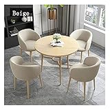 Business-Esstisch-Set, Lounge-Tisch und Stühle für Bibliothek, Bekleidungsgeschäft, Verkaufsabteilung, Hotel, Arbeitszimmer, Küche, Restaurant, Business (Beige 1+4) (Beige 1+4)