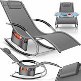 KESSER® Sonnenliege Relaxliege Schwungliege | Gartenliege | Gartenstuhl | Liegestuhl | Schaukelsessel | ergonomische Relaxsessel | Kopfkissen | wetterfest | 150 kg Belastung |Inkl. Seitentasche, Grau