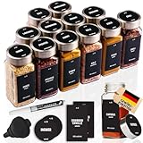 Deco Haus® Gewürzgläser eckig luftdicht 12er Set [inkl. Etiketten & Streueinsatz] - Gewürzdosen Set Glas - Gewürzbehälter Spice Jars - Gewürze Aufbewahrung - Behälter für Gewürze - Gewürzaufbewahrung