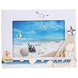 GLEAVI Vintage Holz Bilderrahmen im Mediterranen Stil Kreativer Fotohalter für Tisch und Wanddekoration für Zuhause Büro und Bars Weißer Farbton Stabiler Stand Langlebiges Material