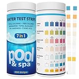 AKSBTEC 7 in 1 Pool Teststreifen, Schnell Pool Wassertester Einfach Teststreifen für Pool Ph und Chlor,Cyanursäure,Brom und mehr Pool Tester Poolzubehör für Schwimmbäder,SPA (50 Stück 7 in 1)