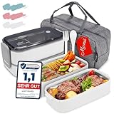 Premium Lunchbox Erwachsene und Kinder inkl. Tragetasche und Besteck Bento box Edelstahl mit Fächern Brotdose Kindergarten Lunch Jausenbox Brotdosen Bananenbox (Weiß)