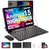 DOOGEE U11 Pro Android 15 Tablet 11 Zoll, 30GB+256GB (2TB TF) Gaming Tablets, 8580mAh, 90Hz Display, WiFi 5, T7200 Octa Core, 13MP+5MP, Tablet mit Tastatur, Stift, Maus, Hülle,Schwarz