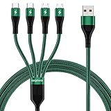 SIQIWO Multi USB Kabel [1.2M/3A], 4 in 1 Nylon Mehrfach Universal Ladekabel mit 2*Micro USB+2*Typ C, für iPhone 15 Pro, Samsung Galaxy S23 S22 S10 S7 A5 J7, Tab, Huawei, Moto, Xiaomi, Sony, LG, PS4