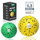 2 Stück Faszienball, Faszienball klein Set,8cm & 6cm Massageball für gezielte Selbstmassage von Faszien, für eine gezielte, tiefenwirksame Massage,Zur Entspannung Der RüCkenmuskulatur(Grün+Gelb)