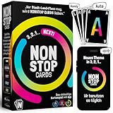 NONSTOP CARDS Lustiges Kartenspiel mit App | Gesellschaftsspiel für Erwachsene & Jugendliche | Stadt Land Fluss Wortspiel | Familienspiel Partyspiel | 2-8 Spieler | Brettspiel | Geschenk Weihnachten