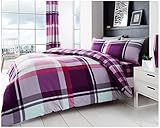 GC GAVENO CAVAILIA Kariertes Bettbezug-Set für Einzelbett, Polycotton-Bettwäsche-Set mit Kissenbezug, waschbare Bettbezüge (135 x 200 cm), Lila