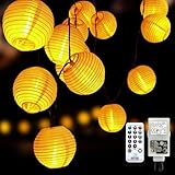 Auting Lichterkette Lampions Außen/Innen, 5 Meter 20 LED Laternen 8 modi Lichterkette Lampion mit Fernbedienung Memoryfunktion Timer Stecker Laterne für Garten, Hof, Hochzeit, Fest Deko (Warmweiß)