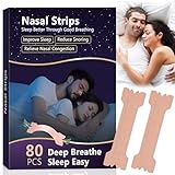 80 Stück Nasenstreifen Gegen Schnarchen, Nose Strips für Besseren Schlaf & Sport, Schnarchreduzierung Nasal Tape für Männer und Frauen (66 x 19 mm)