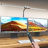 LASTAR Schreibtischlampe LED Dimmbar mit Fernbedienung, 82CM 24W Doppelkopf Schreibtischlampe klemmbar, Schwanenhals Architektenlampe mit Touch Bedienung und Timer für Arbeit, Büro, Schwarz