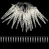 LED Eiszapfen Lichterkette Weihnachten Lichtervorhang Weihnachtsbeleuchtung 20 LEDs Batterie warmweiß Innenbereich L220cm