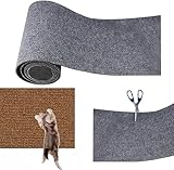 Kratzmatte für Katzen, Kletter-Katzenkratzer,DIY Zuschneidbare Selbstklebende Teppich-Katzenmattenunterlage, Teppich-Katzenkratzer-Möbelschutz (L,Light Gray)