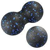 Diompirux 2 Stück Faszienball Set, Selbstmassage-Ball für Faszientraining, um Stress abzubauen und verspannte Muskeln zu entspannen, mittlere Härte, Peanut Massage Schwarz (8-16cm Durchmesser)