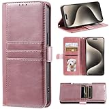 Kompatibel mit Huawei P20 lite (2019) / nova 5i 4G Hülle,(PU Leder+TPU Soft Shell) Kartenhalter Kickstand Magnetverschluss Brieftasche Handyhülle Pink