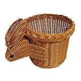 Generisch Früchtekorb Rattankorb Kaninchenform Seegras-Aufbewahrungskorb weidenkorb küche Korb aus Rattanimitat dekorativer Korb Brotkorb aus Rattan Obstwäschekorb Plastik Coffee