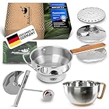 𝐌Ü𝐇𝐋𝐄𝐍𝐖𝐄𝐑𝐊 Passiermühle Edelstahl inkl. großer Schüssel & 3 Passiersieb-Einlagen [naturreines Eichenholz] 2,3 L Füllvolumen  Passiergerät für Soßen, Marmeladen, Apfelmus | Passetout ansehen