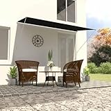 Markise, Klemmmarkise Einziehbar, Sonnenschutz für Fenster Terrasse Balkon, Balkonmarkise Fallarmmarkise Fenstermarkise,Anthrazit,300 x 150 cm
