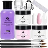 MAGIC ARMOR Acryl Nägel Kit, 3 pcs Acryl Pulver mit Liquid für Nägel Langsame Erstarrung, Geruchsarm für Anfänger und Nagelexperten DIY Nail Art Design, Keine UV-Lampe erforderlich