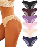 FINETOO Seamless Slips Damen Nahtlose Unterwäsche Spitzen Hipster Frauen Sexy V Waisted Unterhosen Angenehme Panties Passform 6er Pack S-XL