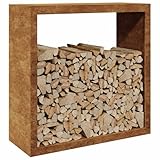 Gecheer Brennholzregal außen Kaminholzregal Metall Feuerholzregal Kaminholzunterstand Kaminholzständer Kaminholzkorb Holzlager Holzstapelhilfe für Garten Terrasse,100x40x100 cm Cortenstahl