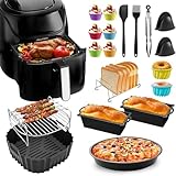 Heißluftfritteuse Zubehör für Cosori 5,5L-6,2L, 19PCS Silikonform Airfryer Zubehör für Philips NA230/Ninja AF180 AF140/Russell Hobbs/Tefal und Die Meisten 4L-8L Quadratische Airfryer