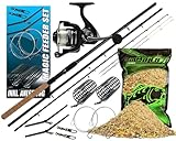 Angel Berger Feeder Angelset Feederrute Rolle mit Zubehör Futterkorb Angelrute