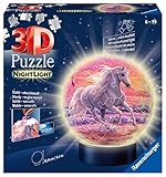 Ravensburger 3D Puzzle 11843 - Nachtlicht Puzzle-Ball Pferde am Strand - 72 Teile - ab 6 Jahren, LED Nachttischlampe mit Klatsch-Mechanismus