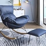 Sofa-Schaukelstuhl, Tech-Stoffsessel mit Ottomane, Mitte des Jahrhunderts Wippliege, gepolsterter bequemer Schaukelstuhl für Schlafzimmer, Wohnzimmer