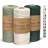 OurTop Premium Makramee Garn 3er Set, 3mm x 100m Macrame...