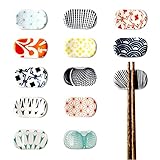 Xiuyer Keramik Stäbchen Halter, Stil Druck Stäbchen Stäbchenhalter Set Stehen Messer Abendessen Löffel Halter Gabel Messer Ständer Gedruckt Glasur Halterung Premium Essstäbchen-Ablagen
