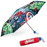 BONNYCO Regenschirm Kinder Avengers Regenschirm Sturmfest mit Verstärkter Struktur - Klappschirm mit für Tasche, Rucksack oder Reise | Taschenschirm Kinder Jungen Klein - Geschenke für Jungen