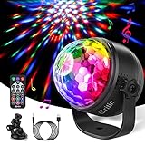 Discokugel, Gritin 360° Rotierende Musik Activated LED...