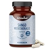 Calcium Magnesium Sango Meereskoralle Kapseln | 180 Stück je 1100mg Pulver | Natürliche Kalzium (20%) Magnesium (10%) Quelle | vom Achterhof