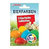 Metma B085 - Eierfarben, 5 Stück, Rot, Orange, Gelb, Grün, Blau, Warmfarben, Färbetabletten, Ostereier, Ostern