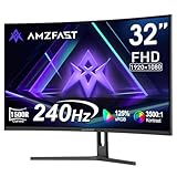 Amzfast Gaming Monitor 32 Zoll Curved – 240Hz, FHD 1920x1080, 1 ms MPRT, 1500R, Adaptive Sync, HDR, sRGB 125%, VESA 100x100, HDMI 2.0 & DP 1.4 (AMZG32C1F)