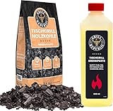 Grill Republic Tischgrill Holzkohle 2,5kg mit Brennpaste 500ml - Tischgrillkohle aus 100% Buchenholz - optimales Zubehör für den Holzkohletischgrill - rauchfreies Grillen mit Tischgrill