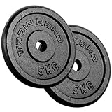 Train Hard® Hantelscheiben Paar Set, 2x1.25/2x2.5/2x5/2x10/2x15kg,30/31mm Bohrung, Gusseisen,Gewichtsscheiben, Hantelgewichte, Fitness Scheiben (C:2x5kg)