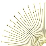 TOAOB 200 Stück 50mm Nietstifte Kettelstifte Prismenstifte Gold Messing für DIY Schmuckherstellung
