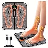 HENESE EMS Fußmassagegerät, USB Fussmassagegerät Elektrisch Faltbares und Tragbares Foot Massager, Fördert die Blutzirkulation, Lindert Muskelschmerzen, 8 Modi und 19 Intensitäten