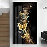 HMXQLW Gold Schmetterling Wandbilder Abstrakte Bilder kunstdrucke Wohnzimmer Deko,Leinwandbilder Poster und Drucke Wandkunst Schlafzimmer Rahmenlos (20x40cm)